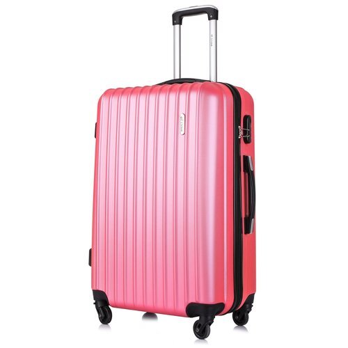 Умный чемодан L'case, ABS-пластик, пластик, рифленая поверхность, опорные ножки на боковой стенке, 90 л, размер L, розовый