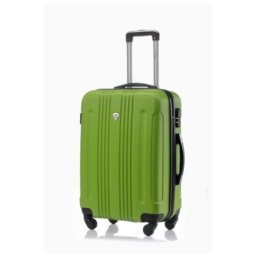 Чемодан L'case, ABS-пластик, текстиль, пластик, водонепроницаемый, жесткое дно, рифленая поверхность, опорные ножки на боковой стенке, 50 л, размер M, зеленый
