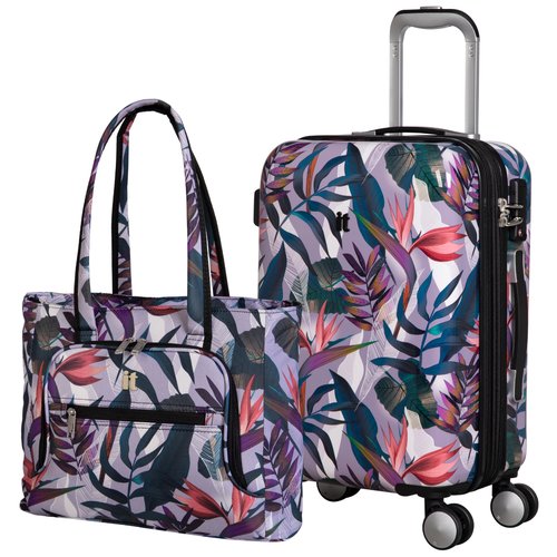 Комплект it luggage/чемодан модель SHEEN/ размер ручная кладь с расширением и дорожная сумка/Тропики