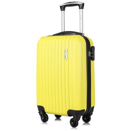 Чемодан L'case, ABS-пластик, рифленая поверхность, опорные ножки на боковой стенке, 36 л, размер S, желтый