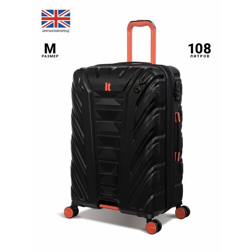 Чемодан IT Luggage, 108 л, размер M, оранжевый, черный