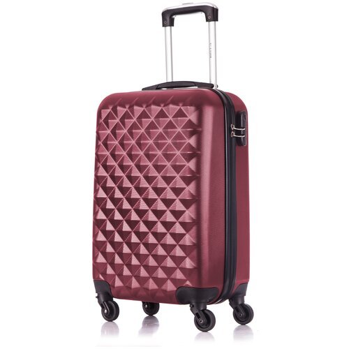 Умный чемодан L'case, пластик, ABS-пластик, рифленая поверхность, опорные ножки на боковой стенке, 37 л, размер S, красный