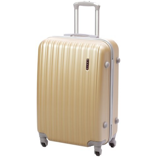 Чемодан на колесах дорожный средний багаж для путешествий m TEVIN размер М 64 см 62 л легкий 3.2 кг прочный abs (абс) пластик Золото желтое