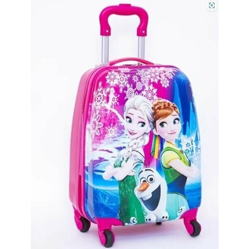 Чемодан чемодан холодное сердце, пластик, ручная кладь, 30х45х25 см, 1.5 кг, телескопическая ручка, розовый