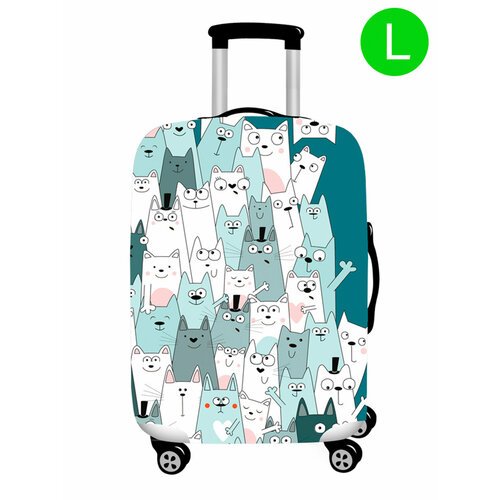 Чехол для чемодана Ledcube nicetrip_green_cat_L, размер L, белый, лиловый