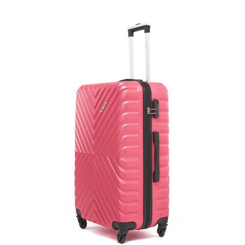 Чемодан Lacase, ABS-пластик, пластик, рифленая поверхность, 85 л, размер L, розовый
