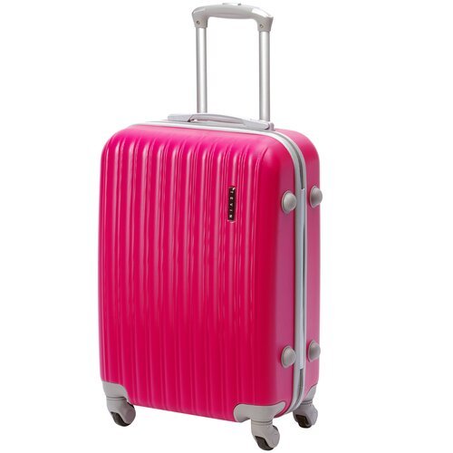 Чемодан TEVIN, ABS-пластик, опорные ножки на боковой стенке, ребра жесткости, рифленая поверхность, 120 л, размер L+, розовый, красный