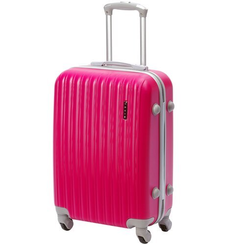 Чемодан на колесах дорожный большой семейный багаж для путешествий l+ TEVIN размер Л+ 76 см xl 120 л xxl легкий, прочный abs пластик Розовый яркий