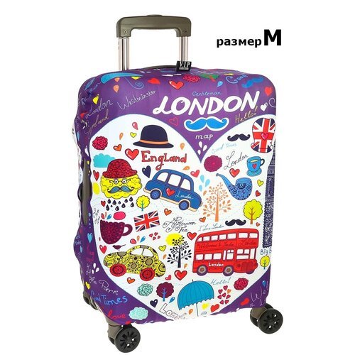 Чехол для чемодана Vip collection 8003_M, размер M, фиолетовый, фуксия