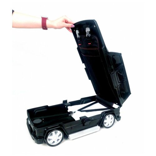 L'case, детский чемодан-машинка с выдвижной ручкой,веревкой,на колесах, Mercedes-Benz, Gelandewagen, ручная кладь, черный.