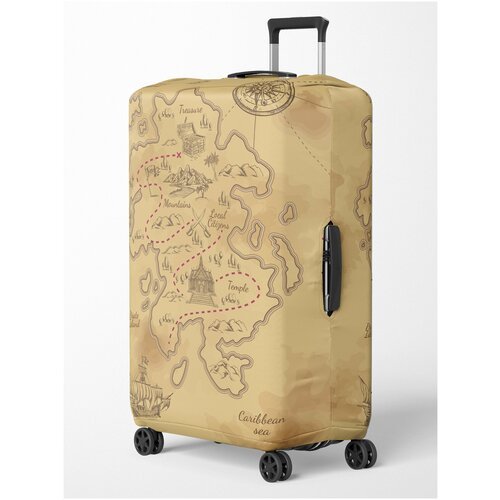 Чехол для чемодана CVT Размер S (до 56см высотой), Дизайнерский с рисунком Защитный, Бифлекс Черный, Золотой заяц Оригинальный подарок