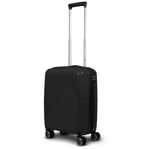 Чёрный чемодан Impreza nov, с расширением и съемными колесами, ручная кладь размер S