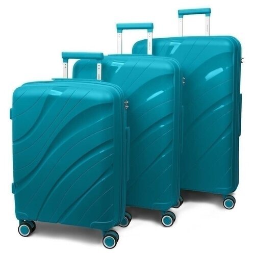 Набор чемоданов Impreza Volna бирюзовый цвет 3 штуки с расширением