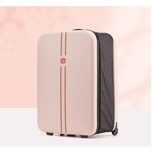 Чемодан чемодан/розовый, размер M, розовый, бежевый