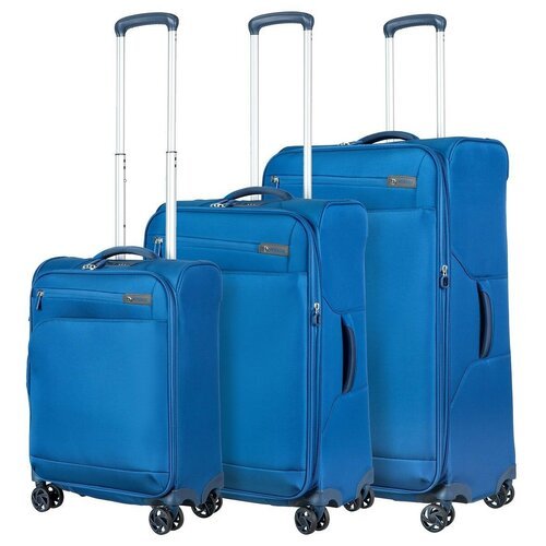 Комплект чемоданов Verage, 3 шт., текстиль, полиэстер, увеличение объема, усиленные углы, размер M, синий
