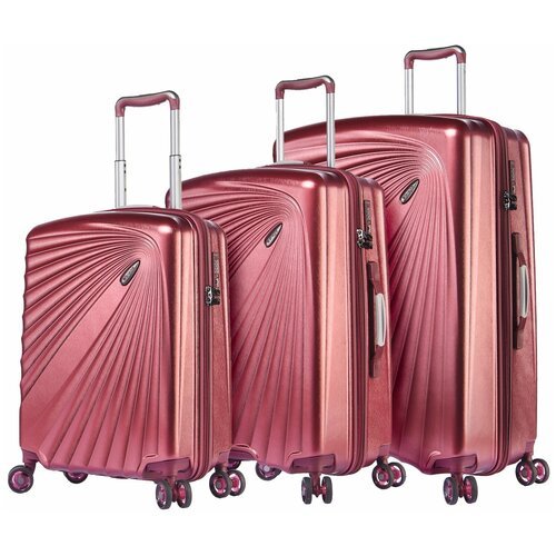 Комплект из трех чемоданов на колесах из поликарбоната с функцией невидимого расширения Verage GM18089W 19/24/28 red