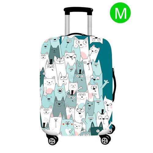 Чехол для чемодана Ledcube nicetrip_green_cat_M, размер M, белый, зеленый