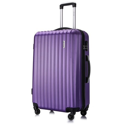 Чемодан L'case, ABS-пластик, рифленая поверхность, опорные ножки на боковой стенке, 50 л, размер M, фиолетовый