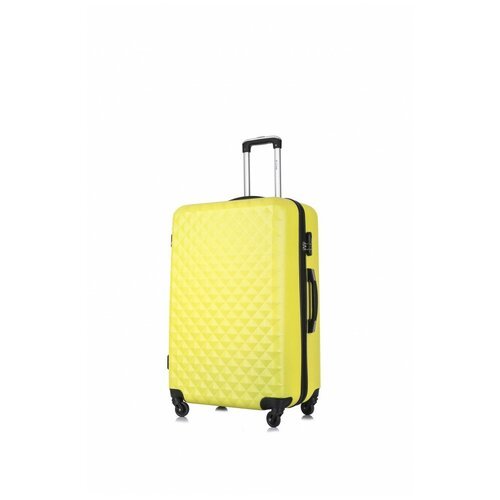 Чемодан L'case, ABS-пластик, опорные ножки на боковой стенке, 80 л, размер L, желтый