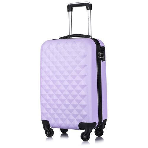 Умный чемодан L'case, пластик, ABS-пластик, рифленая поверхность, опорные ножки на боковой стенке, 37 л, размер S, фиолетовый