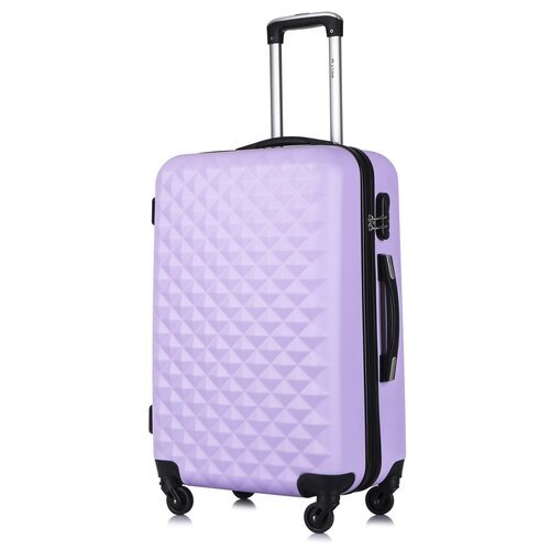 Умный чемодан L'case, пластик, ABS-пластик, рифленая поверхность, опорные ножки на боковой стенке, 63 л, размер M, фиолетовый