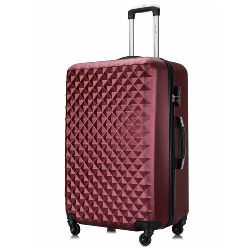 Умный чемодан L'case, ABS-пластик, рифленая поверхность, 67 л, размер M, бордовый