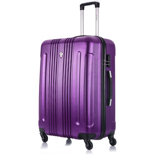 Чемодан L'case, ABS-пластик, текстиль, пластик, водонепроницаемый, жесткое дно, рифленая поверхность, опорные ножки на боковой стенке, 50 л, размер M, фиолетовый