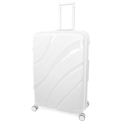 Чемодан на колесах дорожный огромный семейный багаж для путешествий l Тевин размер Л 73 см 105 л легкий 3.8 кг прочный полипропилен Розовый пудра луч