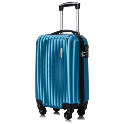 Чемодан L'case, ABS-пластик, рифленая поверхность, опорные ножки на боковой стенке, 50 л, размер M, синий
