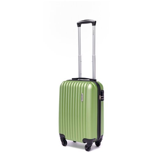 Чемодан L'case, ABS-пластик, рифленая поверхность, опорные ножки на боковой стенке, 30 л, размер S, зеленый