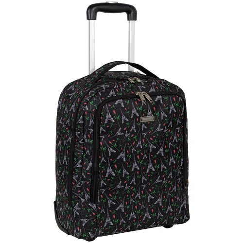 Чемодан-рюкзак POLAR, текстиль, ребра жесткости, 29 л, черный