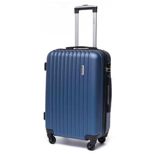 Чемодан L'case, ABS-пластик, рифленая поверхность, опорные ножки на боковой стенке, 50 л, размер M, синий