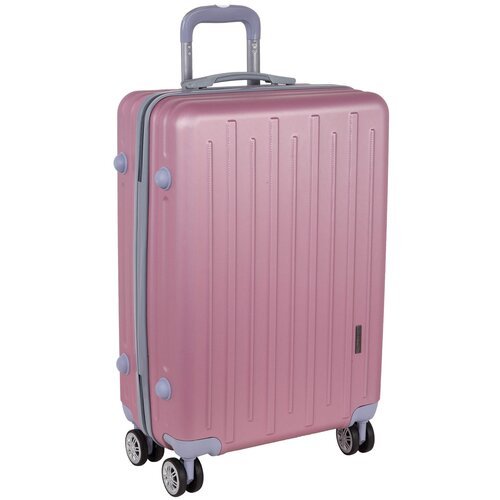 Чемодан POLAR, пластик, ABS-пластик, опорные ножки на боковой стенке, рифленая поверхность, 65.6 л, розовый