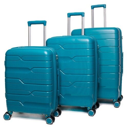 Impreza Happy - Набор чемоданов с расширением и съемными колесами бирюзового цвета