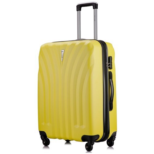 Чемодан L'case Phuket, пластик, ABS-пластик, опорные ножки на боковой стенке, рифленая поверхность, размер M, желтый