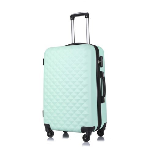 Умный чемодан L'case, пластик, ABS-пластик, рифленая поверхность, опорные ножки на боковой стенке, 67 л, размер M, зеленый