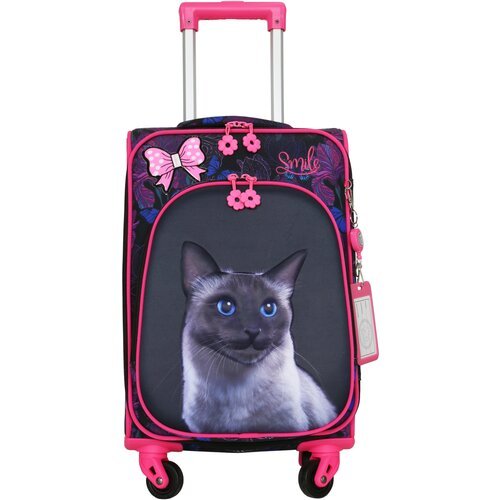Чемодан Bags-art, текстиль, 32х53х22 см, 2.2 кг, черный, розовый