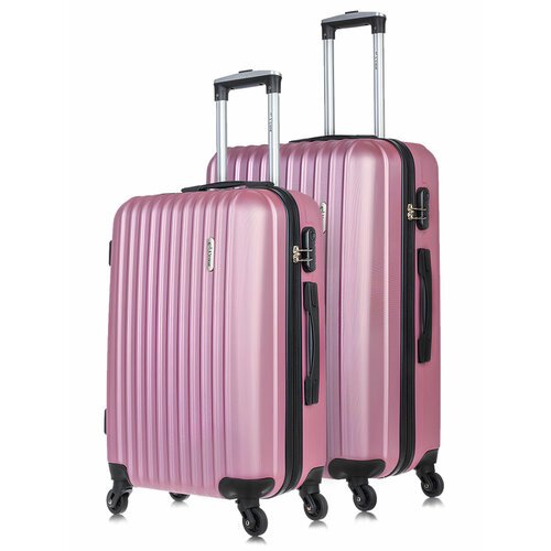 Комплект чемоданов L'case Krabi, 2 шт., 94 л, размер M/L, золотой, розовый
