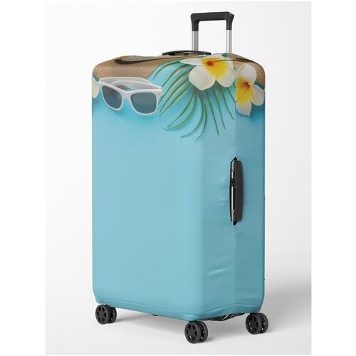 Чехол для чемодана , размер M, голубой, белый