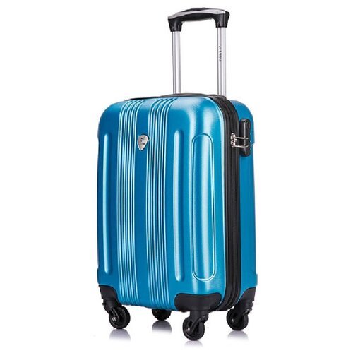 Чемодан L'case, ABS-пластик, текстиль, пластик, водонепроницаемый, жесткое дно, рифленая поверхность, опорные ножки на боковой стенке, 30 л, размер S, голубой