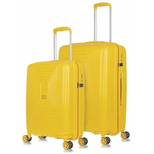 Комплект чемоданов L'case Doha, 2 шт., 92 л, размер S/M, желтый