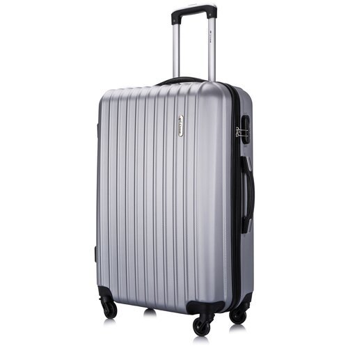 Умный чемодан L'case, ABS-пластик, пластик, рифленая поверхность, опорные ножки на боковой стенке, 90 л, размер L, серый