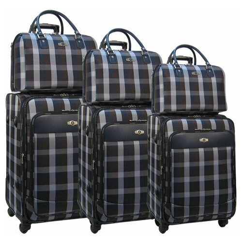Набор: чемодан + сумочка Borgo Antico. 6093 blue-brown 23/16
