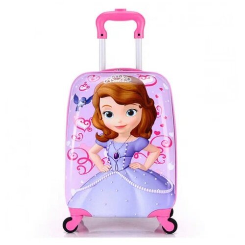 чемодан для ручной клади на 4-х колесах детский 'София' цвет сиреневый вес 1,5 кг размер 45х27х19 с телескопической ручкой
