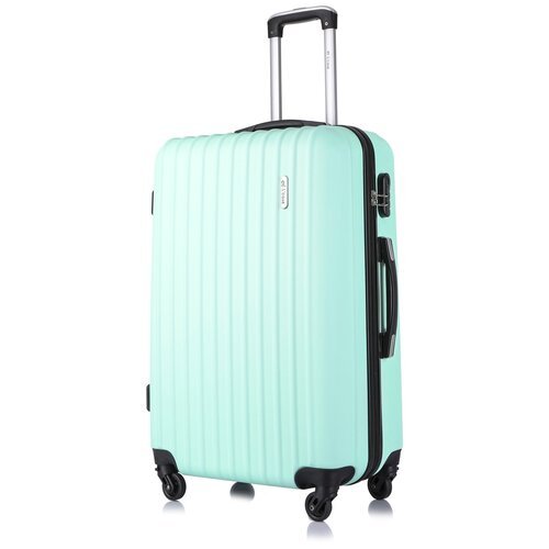 Умный чемодан L'case, ABS-пластик, пластик, рифленая поверхность, опорные ножки на боковой стенке, 90 л, размер L, зеленый