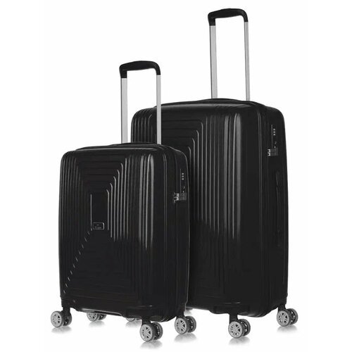 Комплект чемоданов L'case Doha, 2 шт., 92 л, размер S/M, черный